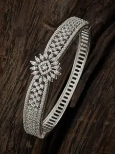Kushal's Fashion Jewellery Women Rhodium-Plated Cubic Zirconia Kada Bracelet