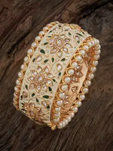 Kushal's Fashion Jewellery Kundan Studded Ethnic Antique Bangles