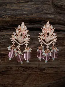 Kushal's Fashion Jewellery Rose Gold Plated Zircon Cubic Zirconia Studded Classic Drop Earrings