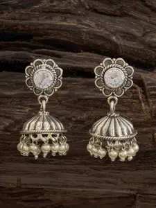 Kushal's Fashion Jewellery White Classic Jhumkas Earrings