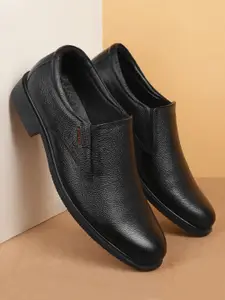 Red Chief Men Black Leather Formal Slip-Ons