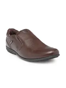 Red Chief Men Brown Leather Formal Slip-Ons