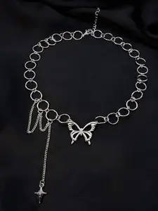FIMBUL Silver-Toned Silver-Plated Choker Necklace