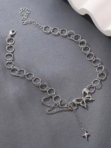 FIMBUL Silver-Toned Silver-Plated Choker Necklace