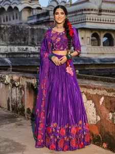 SCAKHI Printed Beads and Stones Ready to Wear Lehenga & Blouse With Dupatta