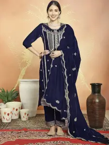 Stylee LIFESTYLE Ethnic Motifs Embroidered Sequinned Velvet Unstitched Dress Material