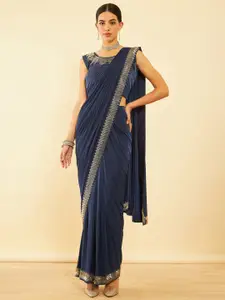 Soch Blue Beads and Stones Ready to Wear Saree