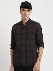 THE BEAR HOUSE Men Brown Slim Fit Checked Casual Shirt