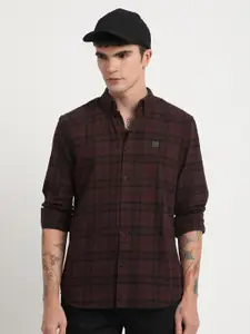 THE BEAR HOUSE Men Maroon Slim Fit Checked Casual Shirt