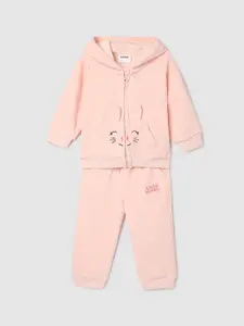 max Infant Girls Bunny Printed Long Sleeves Hood Night Suit