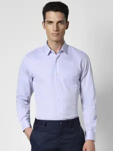 Peter England Men Purple Slim Fit Checked Formal Shirt