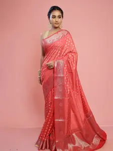 AllSilks Pink Silk Blend Saree
