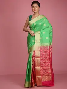 AllSilks Green Pure Silk Kanjeevaram Saree
