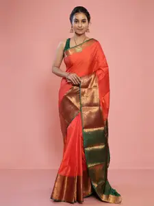 AllSilks Rust Pure Silk Kanjeevaram Saree