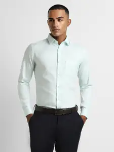 Peter England Elite Men Green Slim Fit Formal Shirt