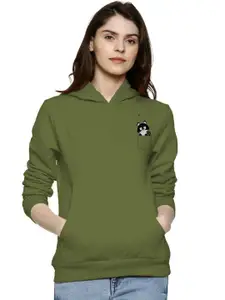 BAESD Women Green Hooded Sweatshirt