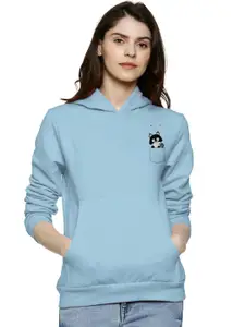 BAESD Women Blue Hooded Sweatshirt