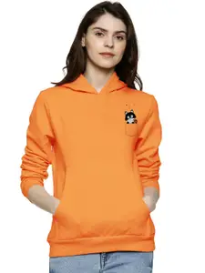 BAESD Women Orange Hooded Sweatshirt