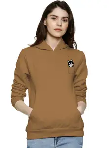 BAESD Women Cream-Coloured Hooded Sweatshirt