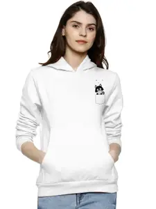 BAESD Women White Hooded Sweatshirt