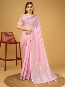 Mitera Pink Linen Blend Designer Saree
