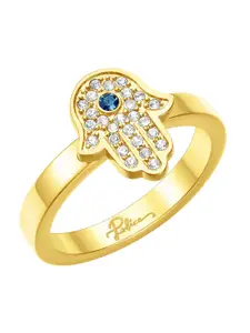 Police Gold-Plated Stone-Studded Finger Ring