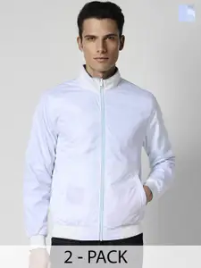 Peter England Casuals Mock Collar Reversible Bomber Jacket