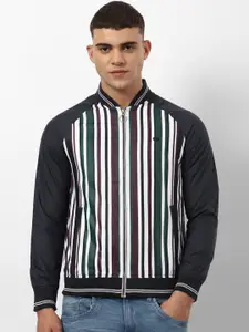 Peter England Casuals Striped Bomber Jacket