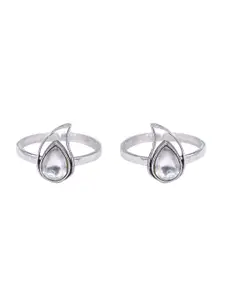 Unniyarcha 92.5 Pure Silver Stone-Studded Toe Rings
