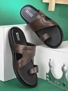 HERE&NOW Men Brown One Toe Comfort Sandals