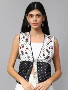 Amagyaa Printed Embellished Tie-Up Shrug