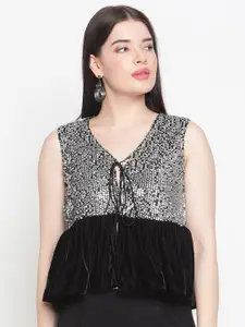 Amagyaa Self Design Embellished Tie-Up Shrug
