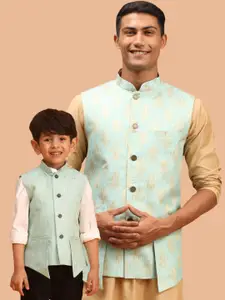 VASTRAMAY Woven Design Slim-Fit Nehru Jackets