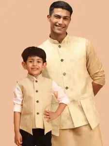 VASTRAMAY Woven Design Slim-Fit Nehru Jackets