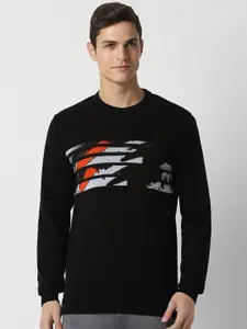 Peter England Casuals Striped Crew Neck Pure Cotton Pullover Sweater