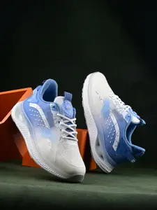 The Roadster Lifestyle Co. Women White & Blue Textured Lightweight Running Shoes
