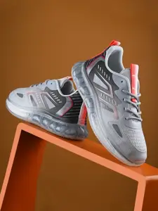 The Roadster Lifestyle Co. Women Grey & Red Textured Lightweight Running Shoes