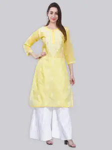 Seva Chikan Ethnic Motifs Embroidered Chikankari Straight Kurta