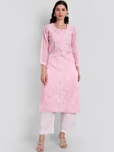 Seva Chikan Floral Embroidered Chikankari Kurta