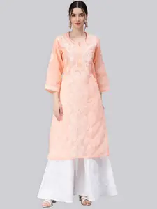 Seva Chikan Floral Embroidered Chikankari Kurta