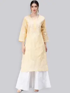 Seva Chikan Floral Embroidered Chikankari Kurta