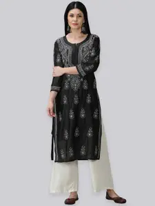 Seva Chikan Ethnic Motifs Embroidered Chanderi Chikankari Kurta