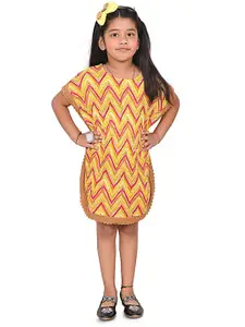 BAESD Girls Chevron Printed Cotton Lace Inserts Kaftan Dress