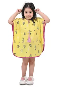 BAESD Girls Floral Printed Cotton Lace Inserts Kaftan Dress