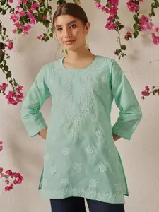 ADA Ethnic Motifs Embroidered Lucknowi Chikankari Pure Cotton Kurti