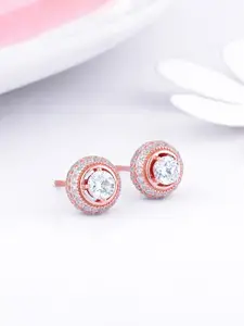 GIVA 925 Sterling Silver Rose Gold Plated Contemporary Zircon Studs Earrings