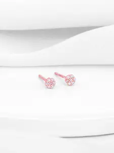 GIVA  925 Sterling Silver Rose Gold-Plated  Zircon Floral Contemporary Studs Earrings