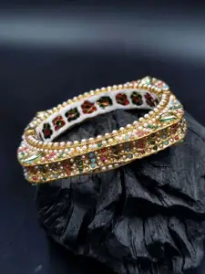 Anouk Gold Plated Pearl Studded Ethnic Rajasthani Bangles