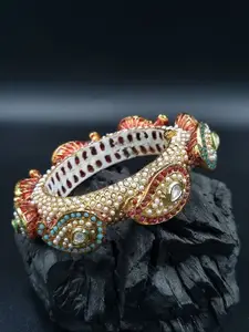 Anouk Gold Plated Pearl Studded Ethnic Rajasthani Bangles