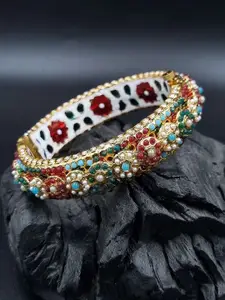 Anouk Gold Plated Pearl Studded Ethnic Rajasthani Bangles